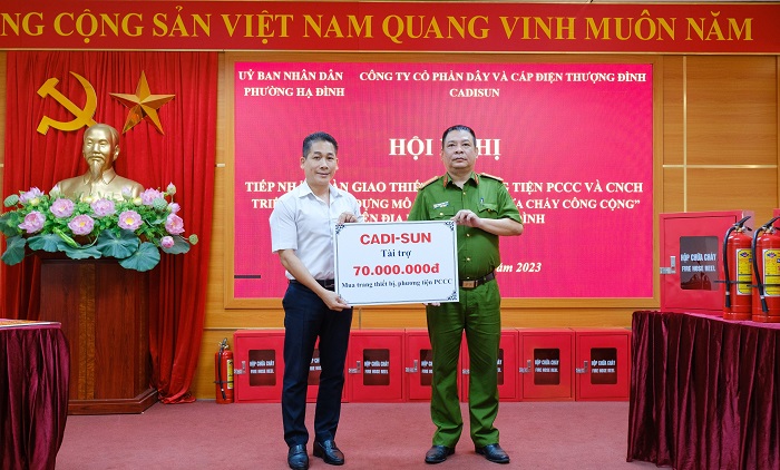 Hưởng ứng Chỉ thị 01, CADI-SUN đồng hành cùng phường Hạ Đình xây dựng Điểm chữa cháy công cộng